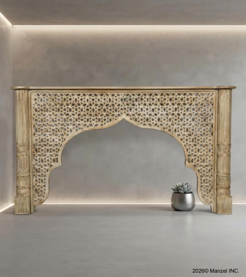 HAND CARVED SOLID WOOD CONSOLE TABLE