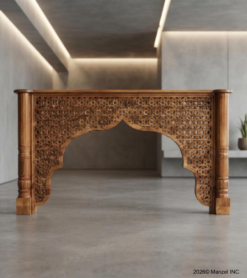 HAND CARVED SOLID WOOD CONSOLE