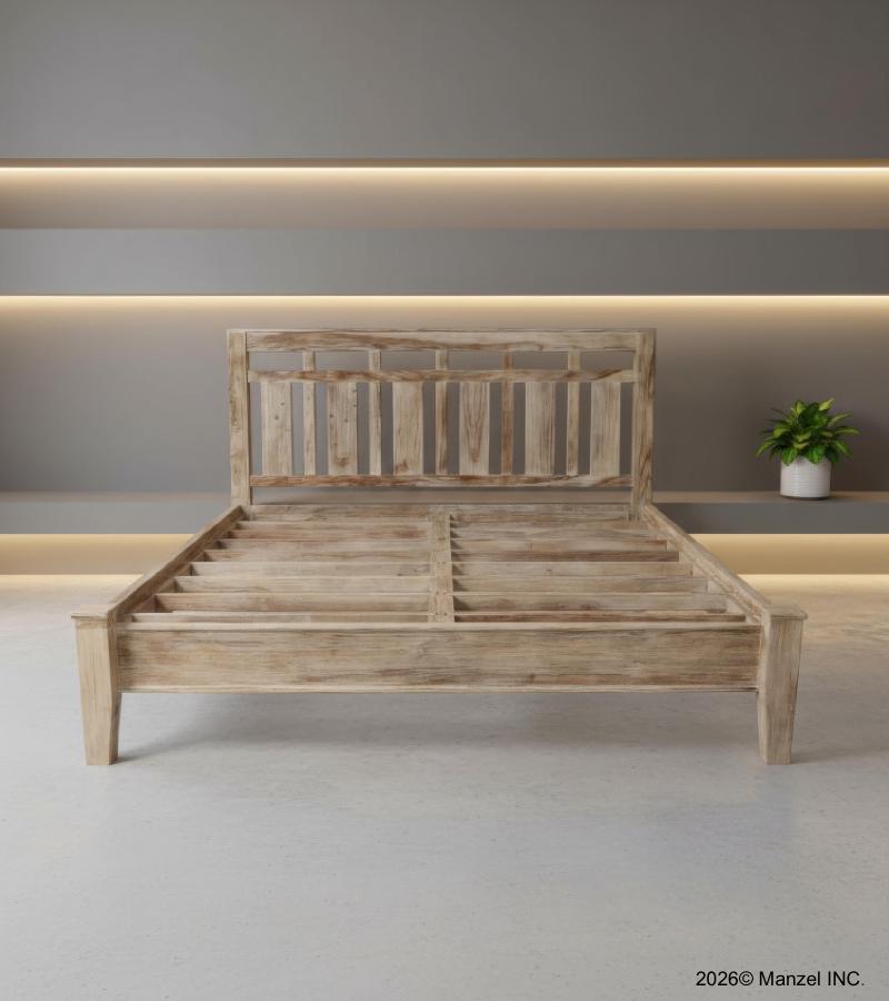 SOLID ROSEWOOD KING BED - HEADBOARD, FOOTBOARD, SIDE RAILS, SLATS