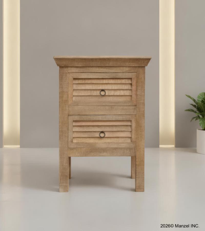 SOLID WOOD 2 DRAWER END TABLE / NIGHTSTAND