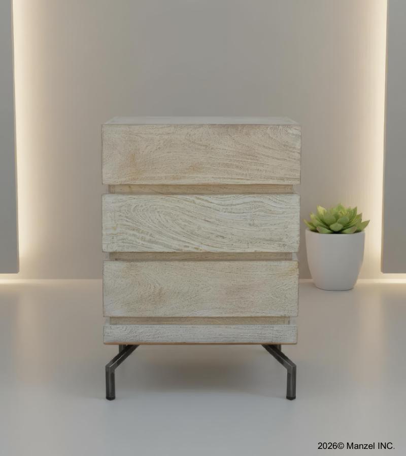 SOLID WOOD 3 DRAWER END TABLE / NIGHTSTAND