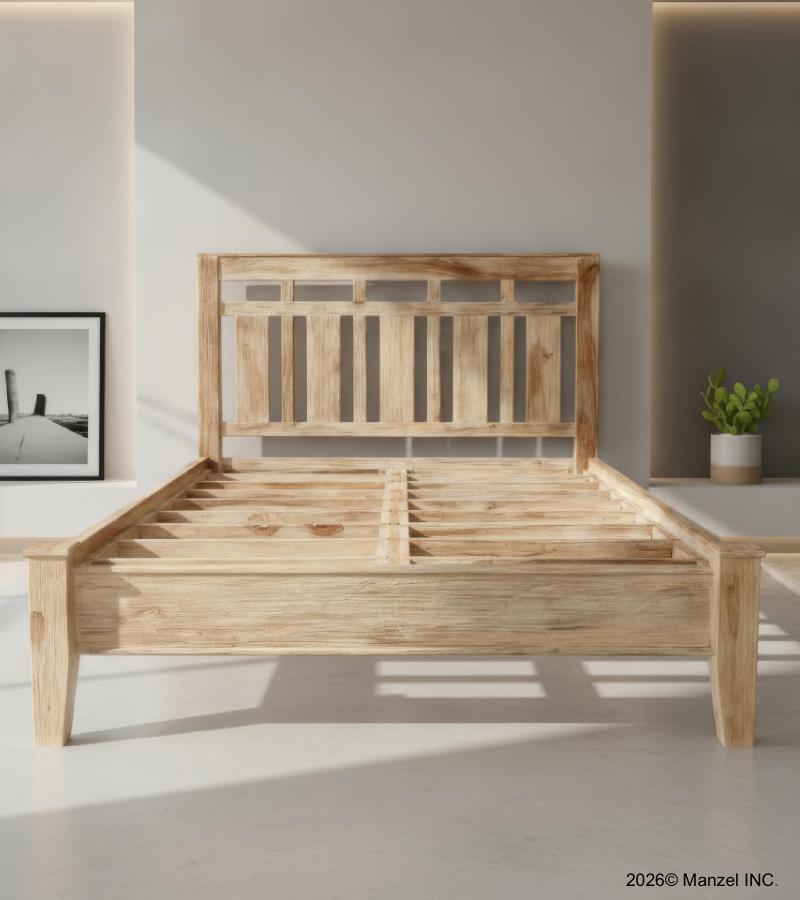 SOLID ROSEWOOD QUEEN BED - HEADBOARD, FOOTBOARD, SIDE RAILS, SLATS