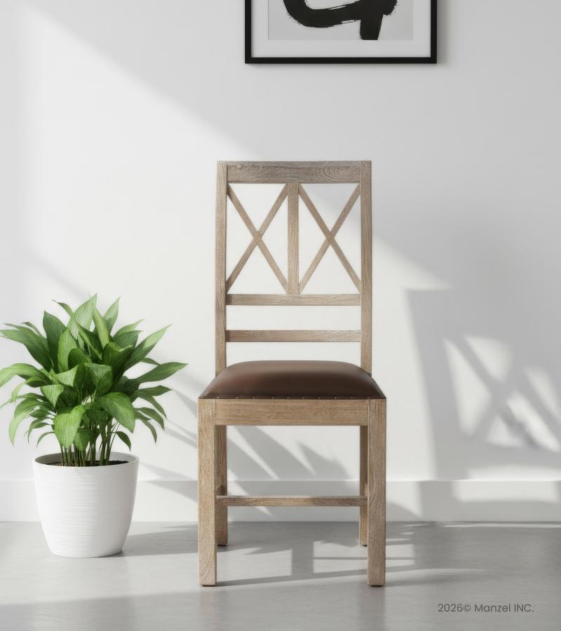 Wood  Leather Chair