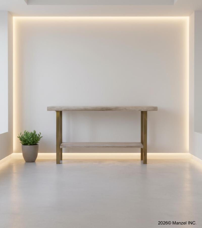 SOLID LIVE EDGE WOOD & IRON CONSOLE TABLE