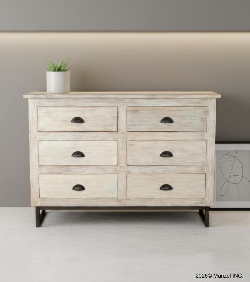 SOLID RECLAIMED TEAK WOOD 6 DRAWER DRESSER CHEST BUREAU SIDEBOARD