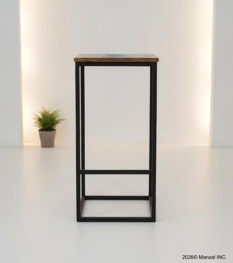RECLAIMED WOOD AND IRON BAR STOOL