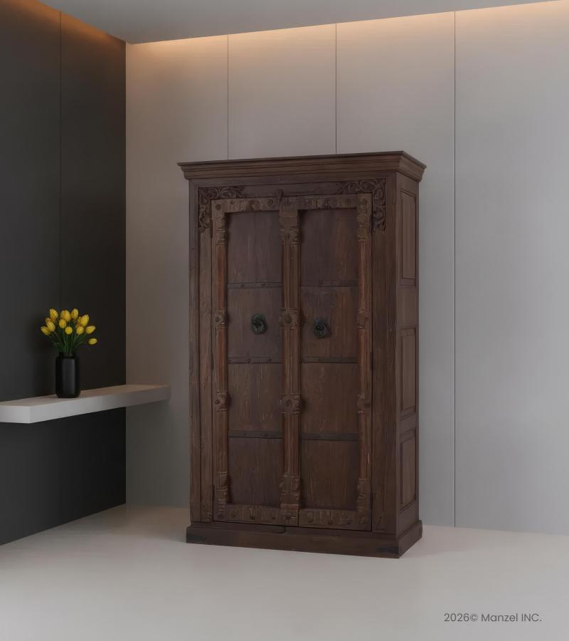 VINTAGE RECLAIMED CABINET FROM CARVED WOOD DOORS