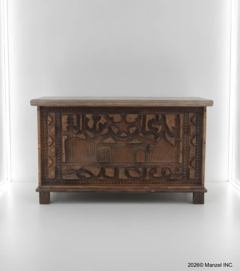 HAND CARVED SOLID WOOD TRUNK BOX