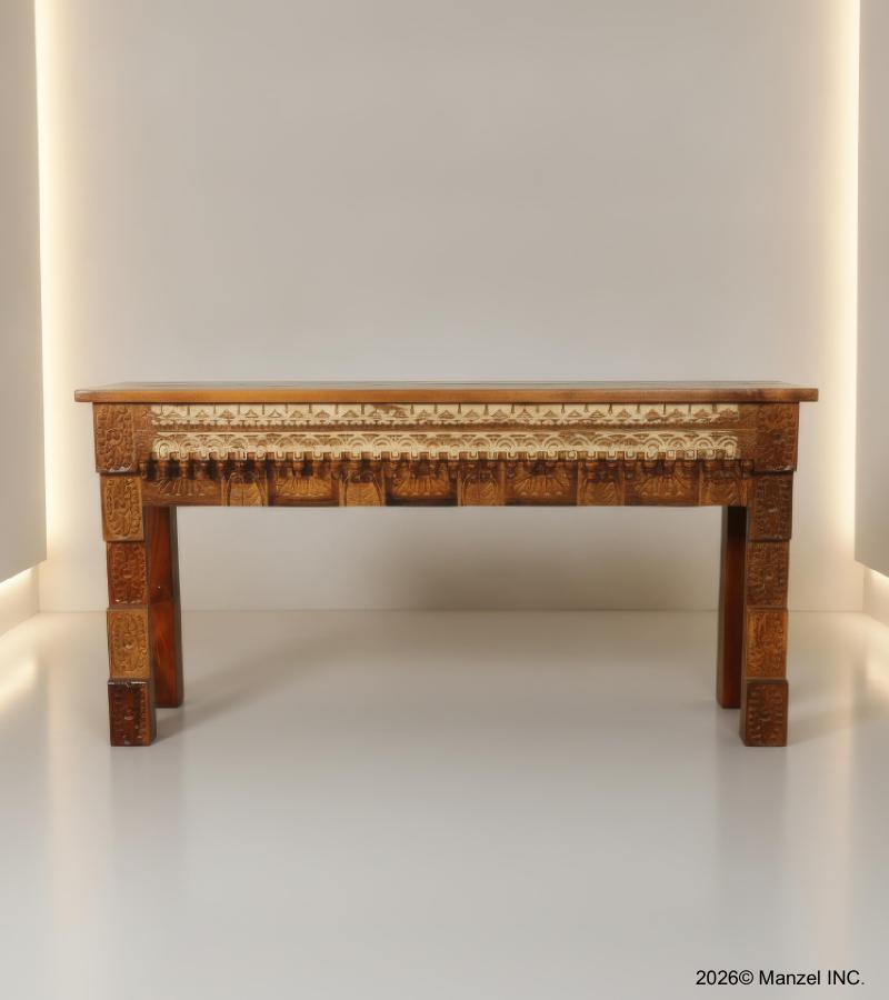 CARVED SOLID TEAK WOOD CONSOLE