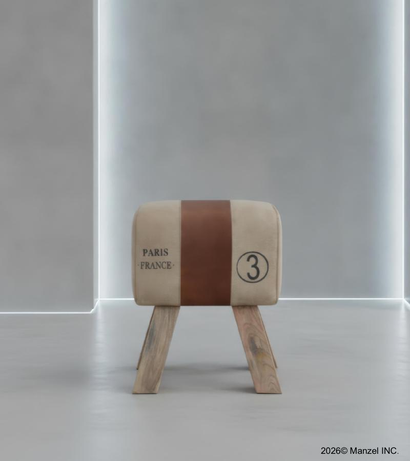 CANVAS & LEATHER STOOL BENCH