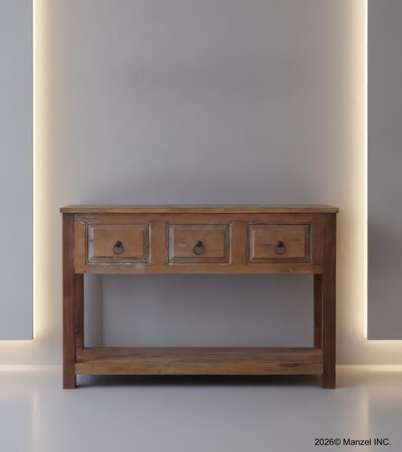 RECLAIMED TEAK CONSOLE TABLE WITH SHELF
