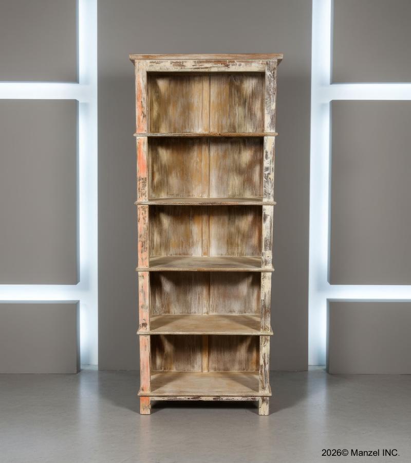 RECLAIMED TEAK 5 SHELF BOOKCASE DISPLAY CASE