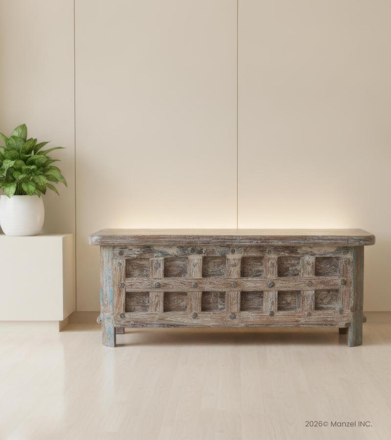 SOLID RECLAIMED WOOD & METAL TRUNK  BOX
