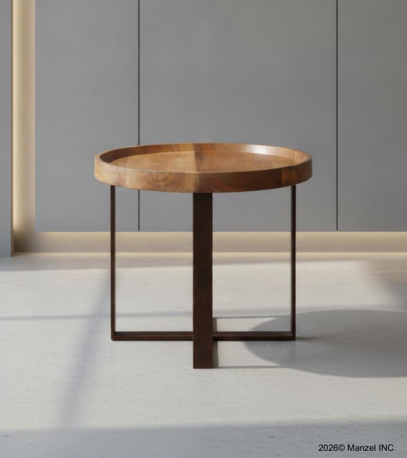 IRON WOOD ROUND AND TABLE