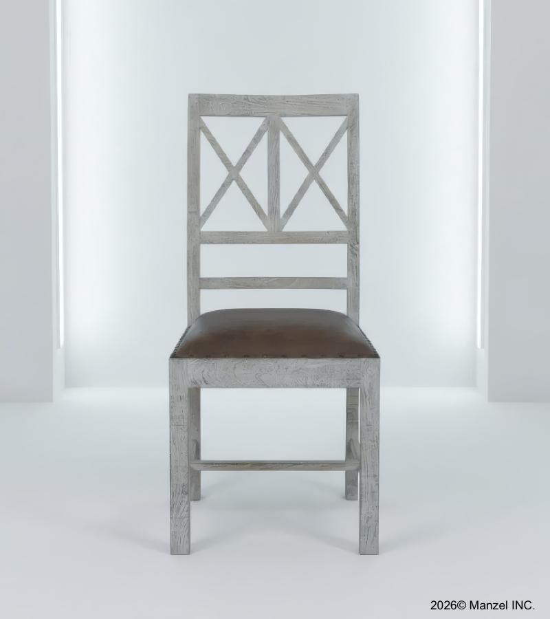 SOLID WOOD &  LEATHER CHAIR
