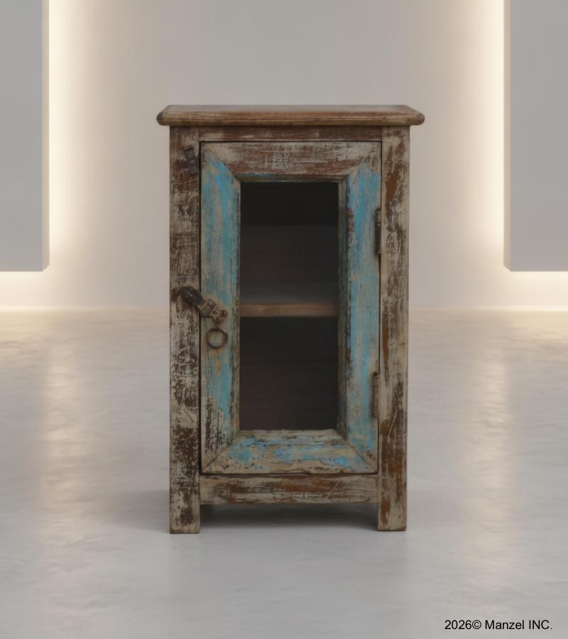 SOLID RECLAIMED WOOD & GLASS CABINET