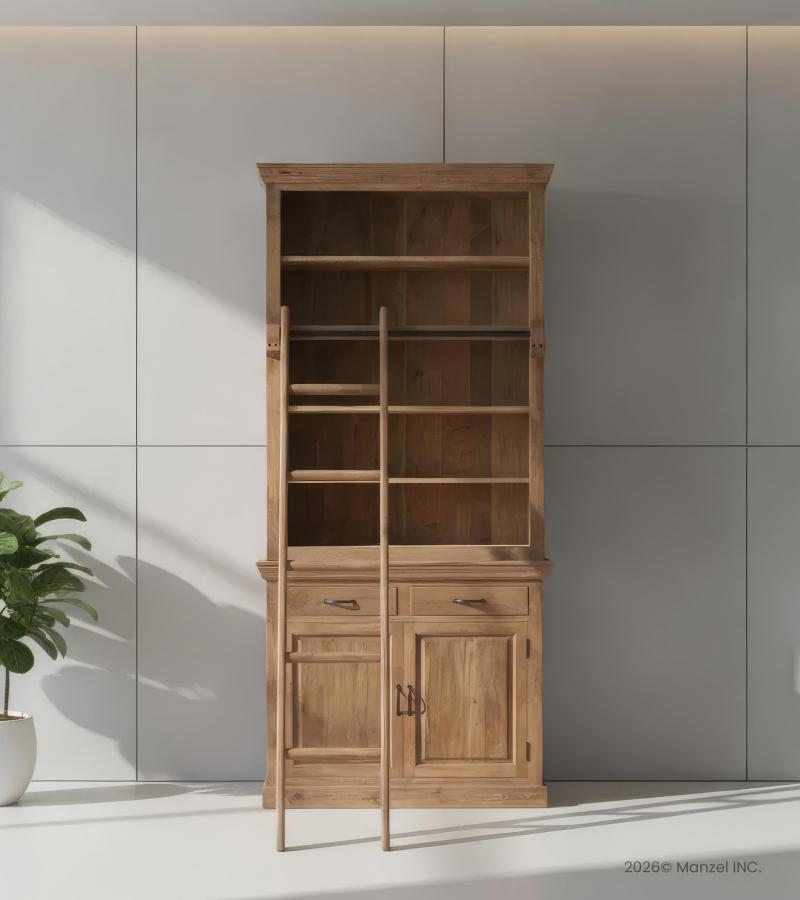 Wooden Book Case Almirah with Ladder 