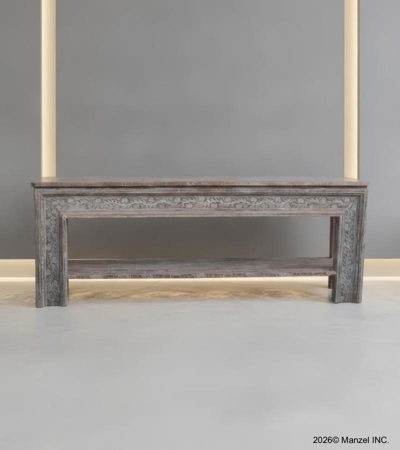 HAND CARVED SOLID RECLAIMED TEAK WOOD CONSOLE TABLE