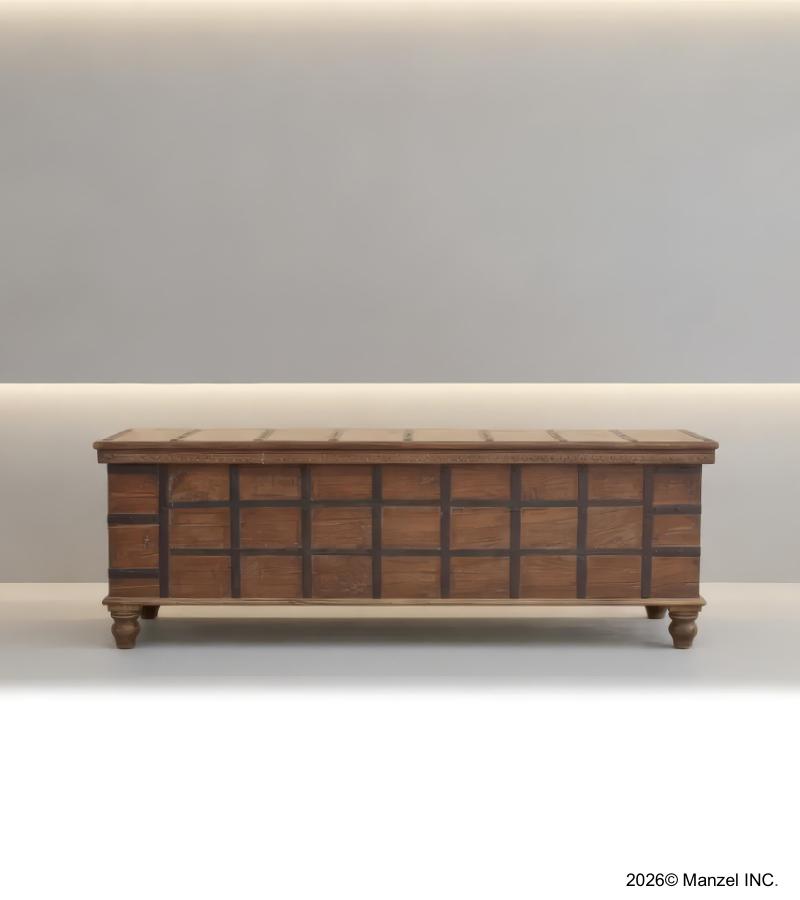 RECLAIMED TEAK WOOD & METAL TRUNK COFFEE TABLE