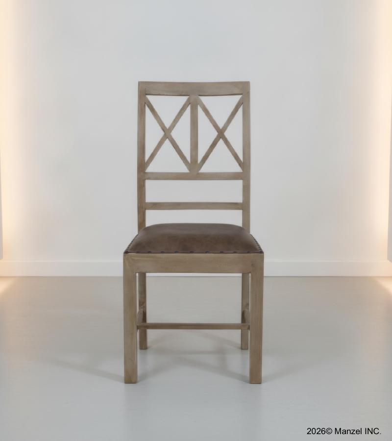 SOLID WOOD &  LEATHER CHAIR