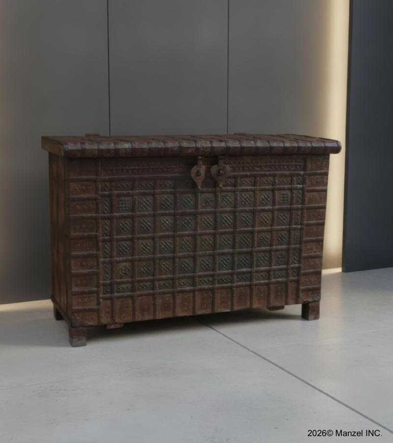 Unique Wood + Metal Indian blanket chest
