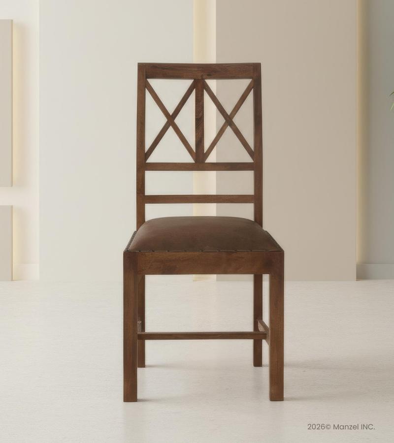 SOLID WOOD &  LEATHER CHAIR