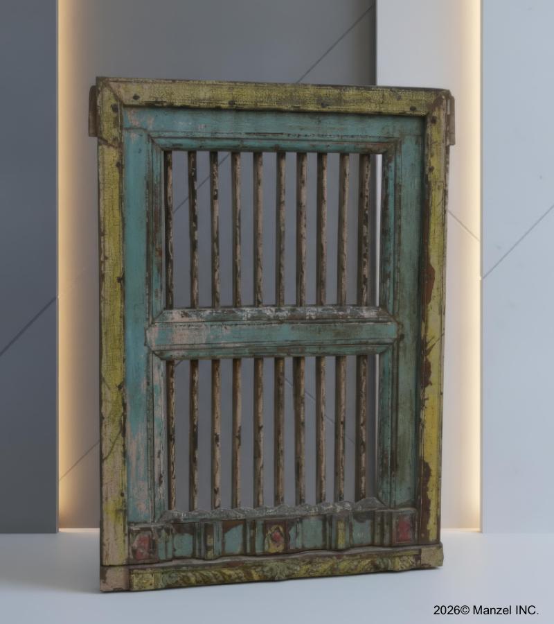 SOLID RECLAIMED WOOD MIRROR W/ IRON BARS