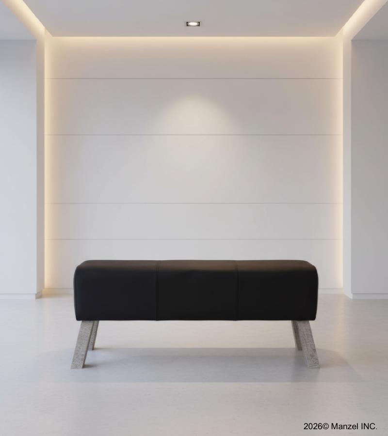 LEATHER & WOOD UPHOLSTERED BENCH