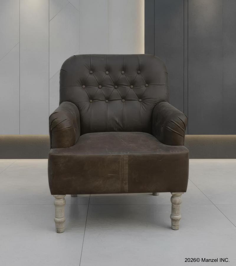 FULL HIDE LEATHER UPHOLSTERED CHAIR