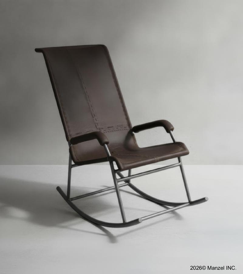 FULL HIDE LEATHER & IRON ROCKING CHAIR