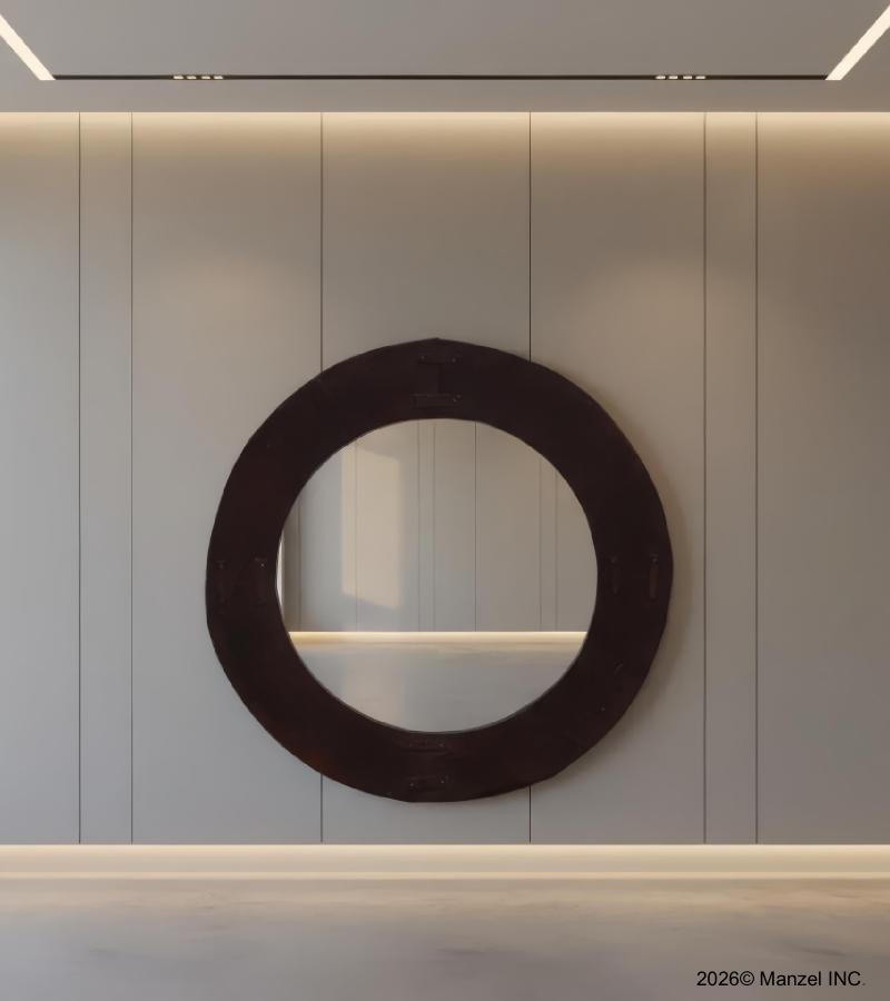 WOODEN ROUND MIRROR FRAME