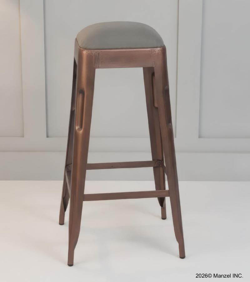 Upholstered Solid Iron Copper Stool
