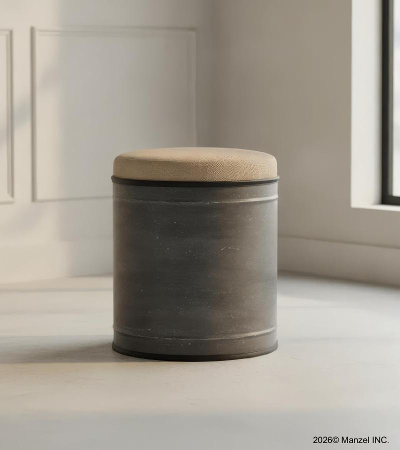 Round Upholstered Iron Stool