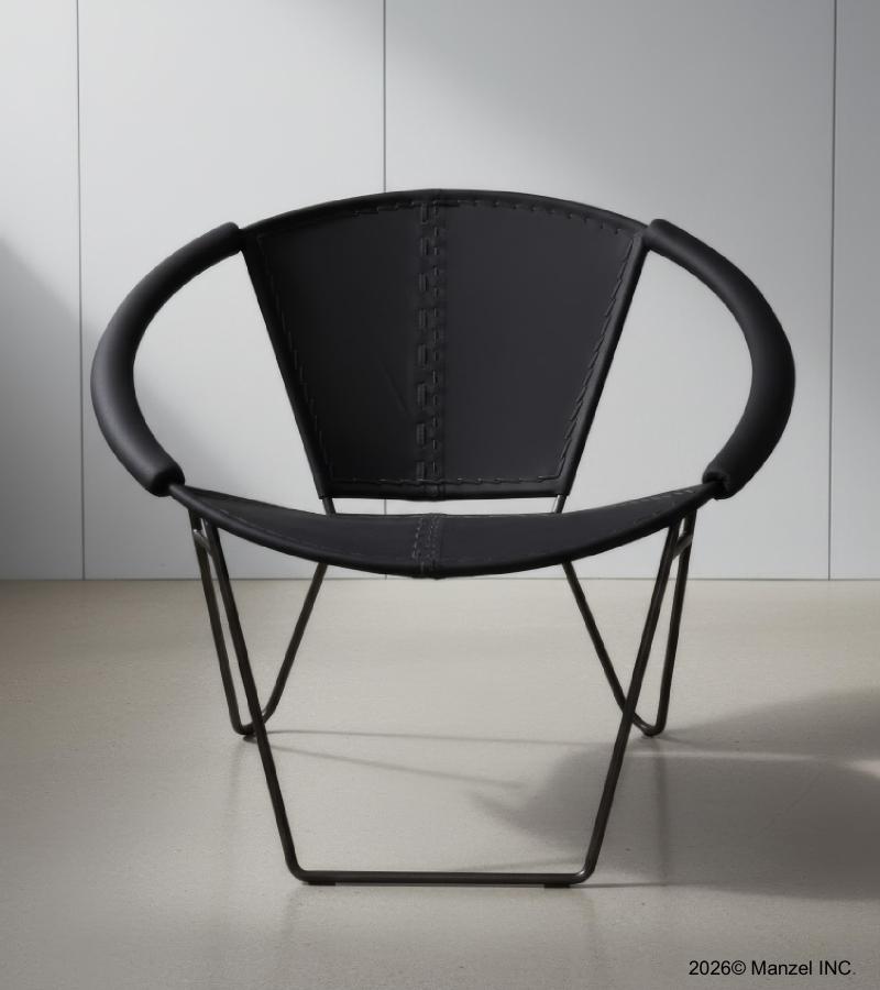 FULL HIDE LEATHER AND IRON CHAIR