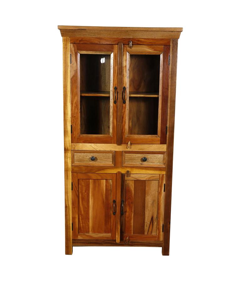 RECLAIMED TEAK WOOD & GLASS CABINET