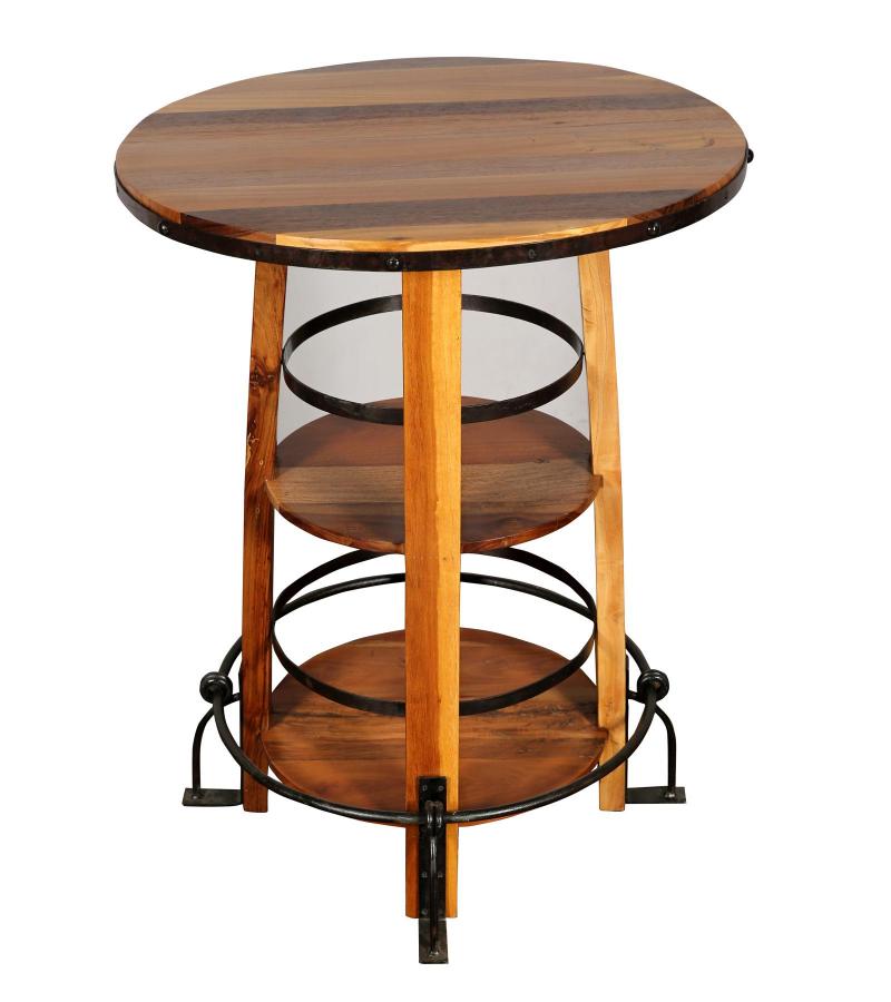 ROUND SOLID RECLAIMED TEAK WOOD BAR TABLE
