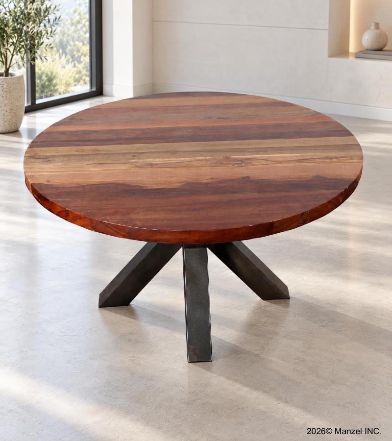ROUND SOLID RECLAIMED TEAK WOOD DINING TABLE