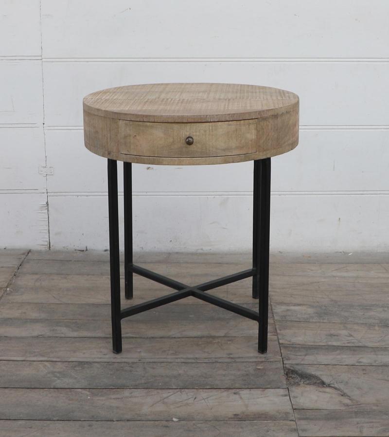 SOLID WOOD & IRON SIDE TABLE 