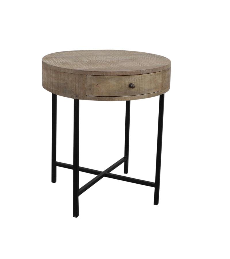 SOLID WOOD & IRON SIDE TABLE 