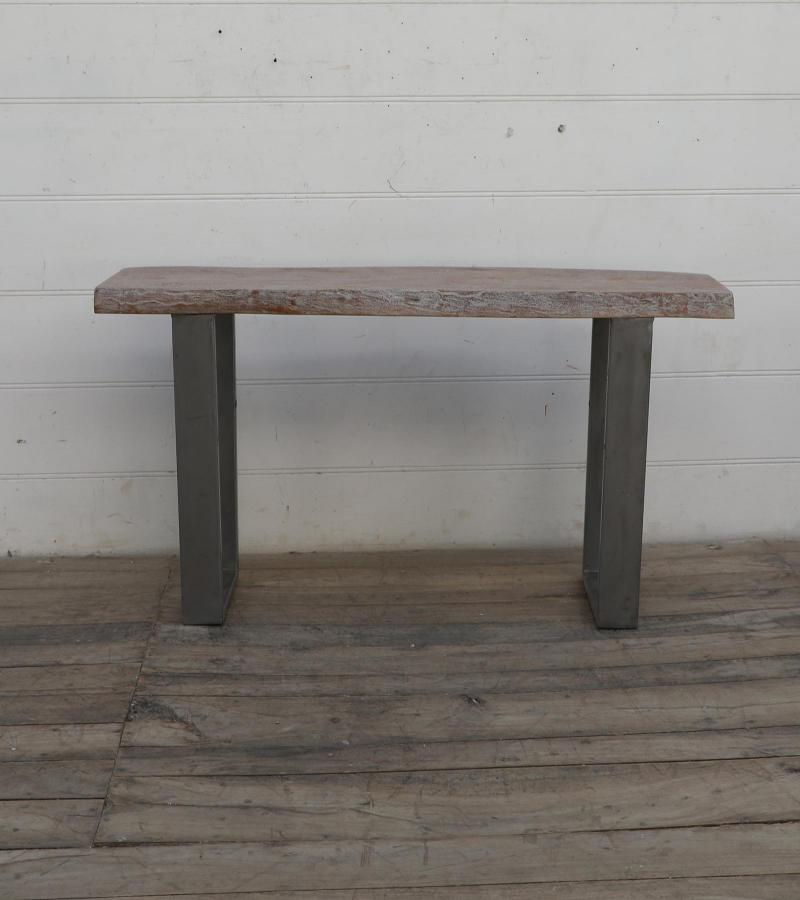 SOLID LIVE EDGE WOOD & IRON CONSOLE TABLE