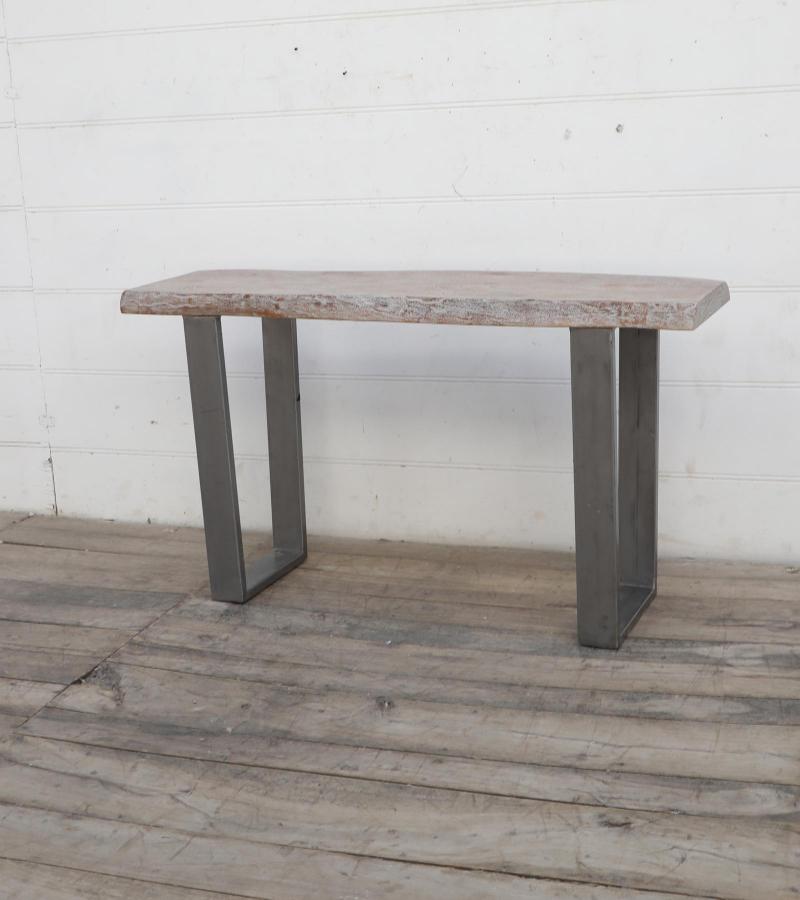 SOLID LIVE EDGE WOOD & IRON CONSOLE TABLE