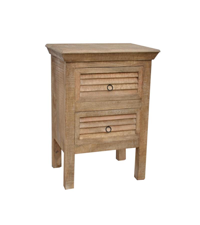 SOLID WOOD 2 DRAWER END TABLE / NIGHTSTAND
