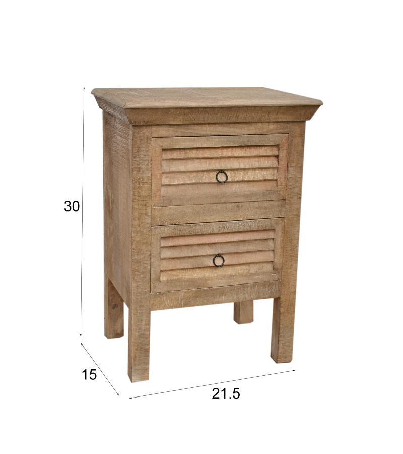 SOLID WOOD 2 DRAWER END TABLE / NIGHTSTAND