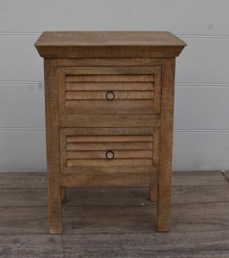 SOLID WOOD 2 DRAWER END TABLE / NIGHTSTAND