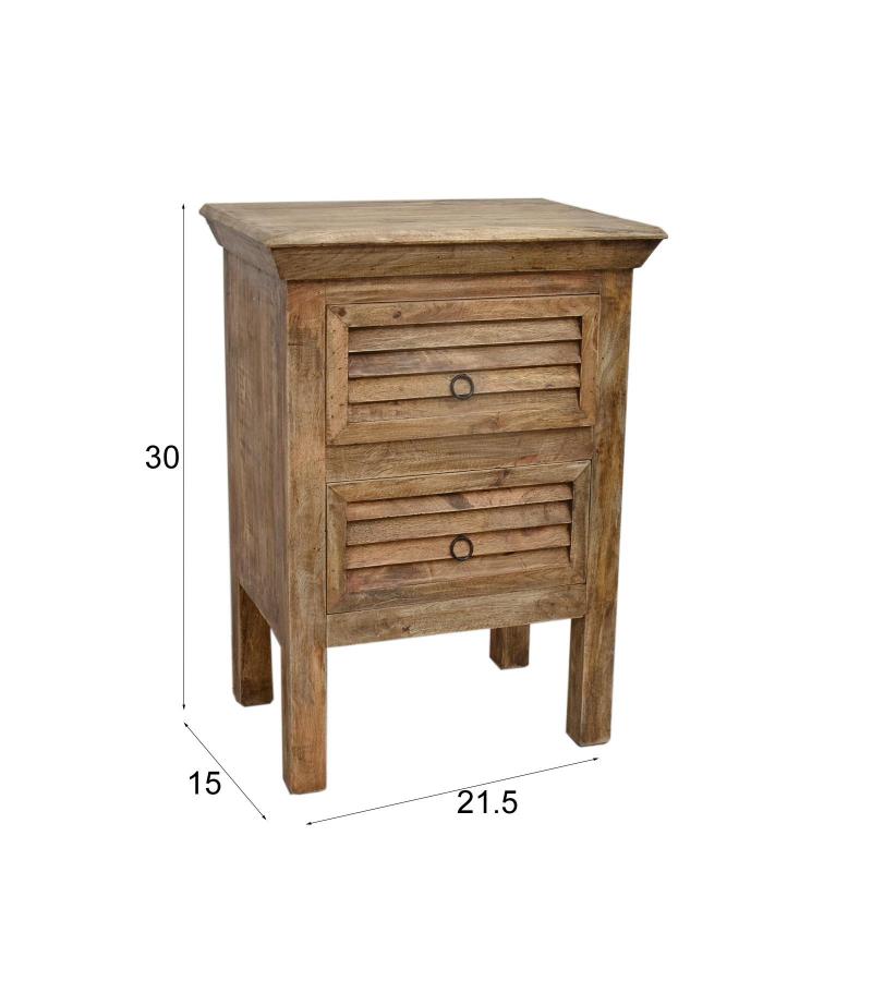 SOLID WOOD 2 DRAWER END TABLE / NIGHTSTAND
