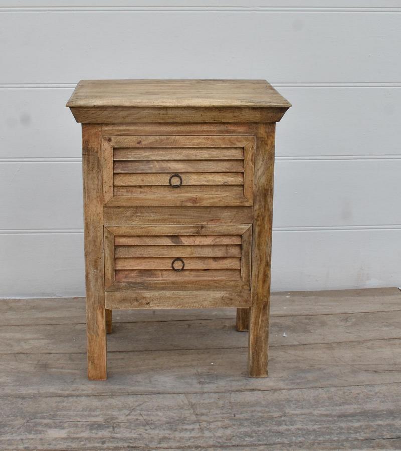 SOLID WOOD 2 DRAWER END TABLE / NIGHTSTAND