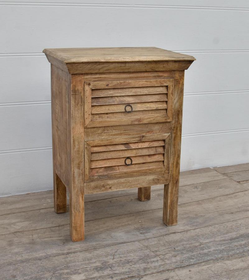SOLID WOOD 2 DRAWER END TABLE / NIGHTSTAND