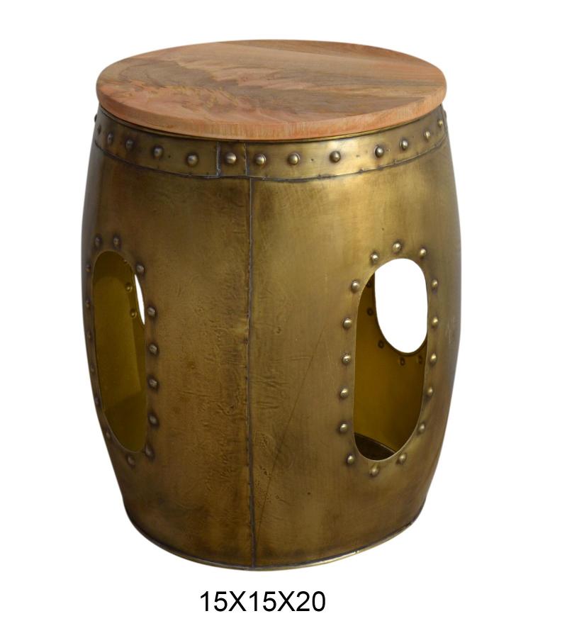 SOLID WOOD & METAL END TABLE 