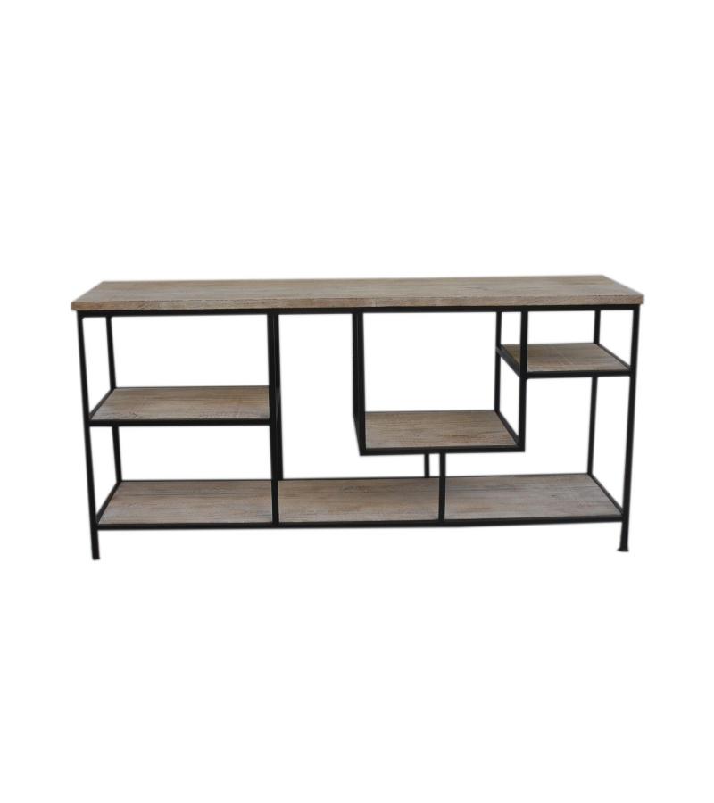 SOLID WOOD & IRON SHELVING UNIT