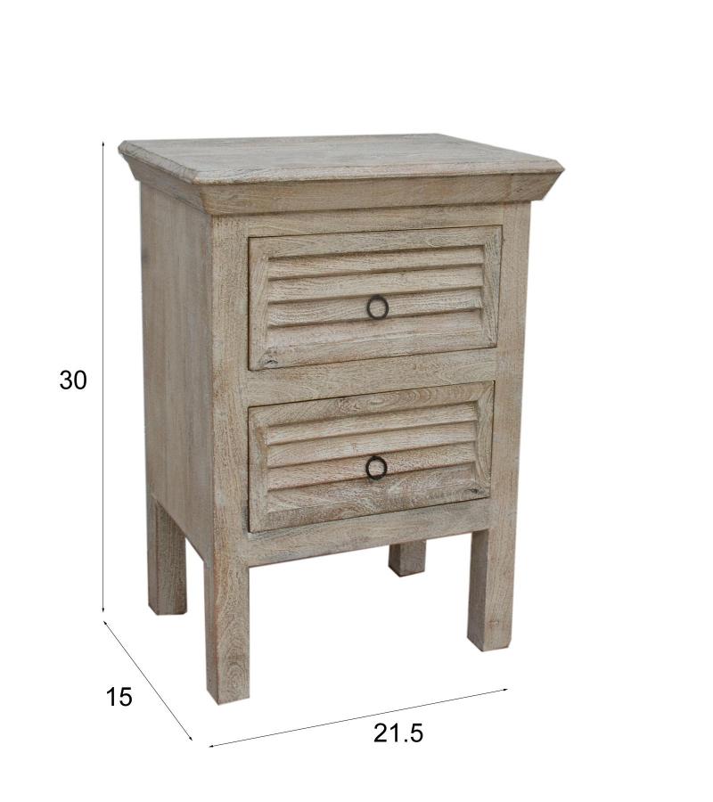 SOLID WOOD 2 DRAWER END TABLE / NIGHTSTAND